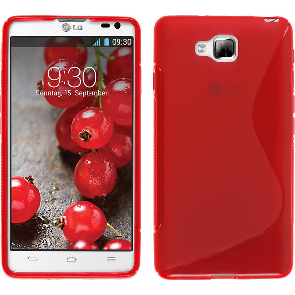 PhoneNatic Case kompatibel mit LG Optimus L9 II - rot Silikon Hülle S-Style + 2 Schutzfolien