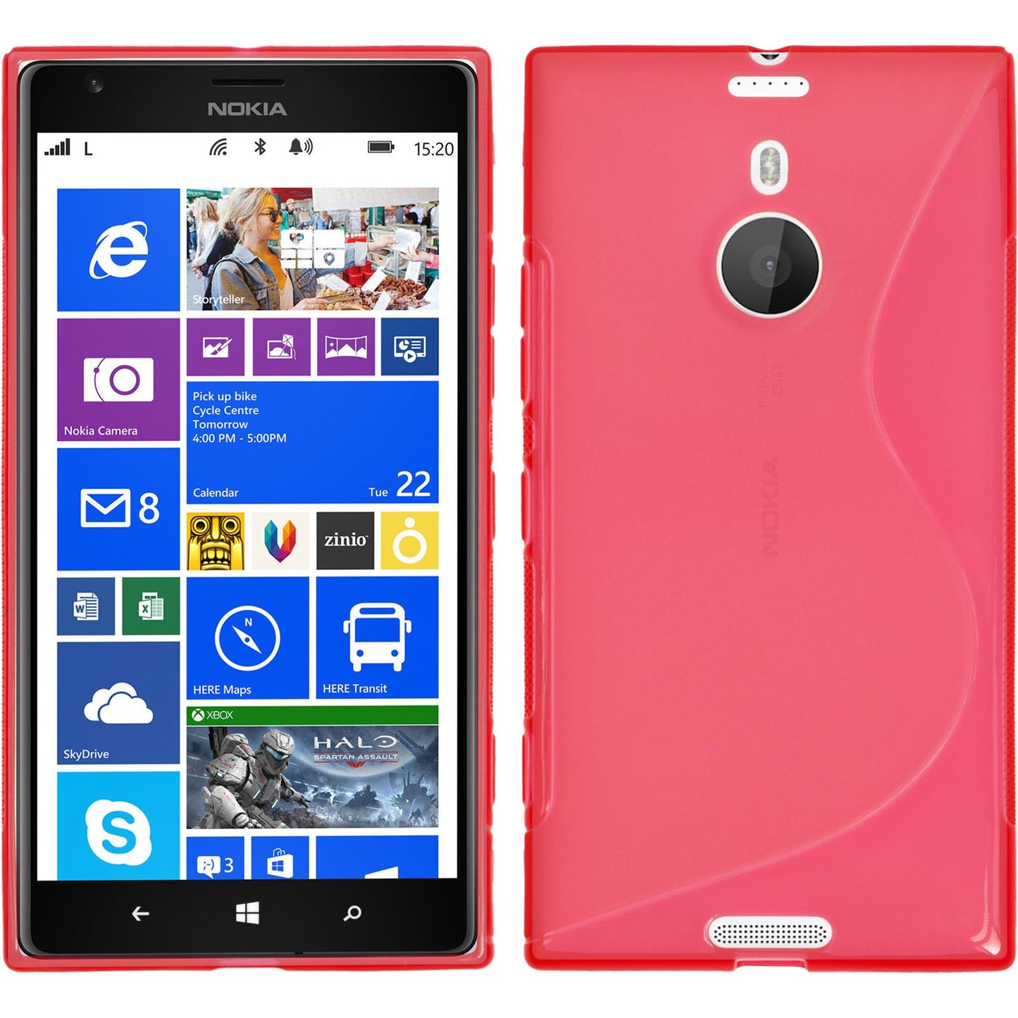 PhoneNatic Case kompatibel mit Nokia Lumia 1520 - rot Silikon Hülle S-Style + 2 Schutzfolien