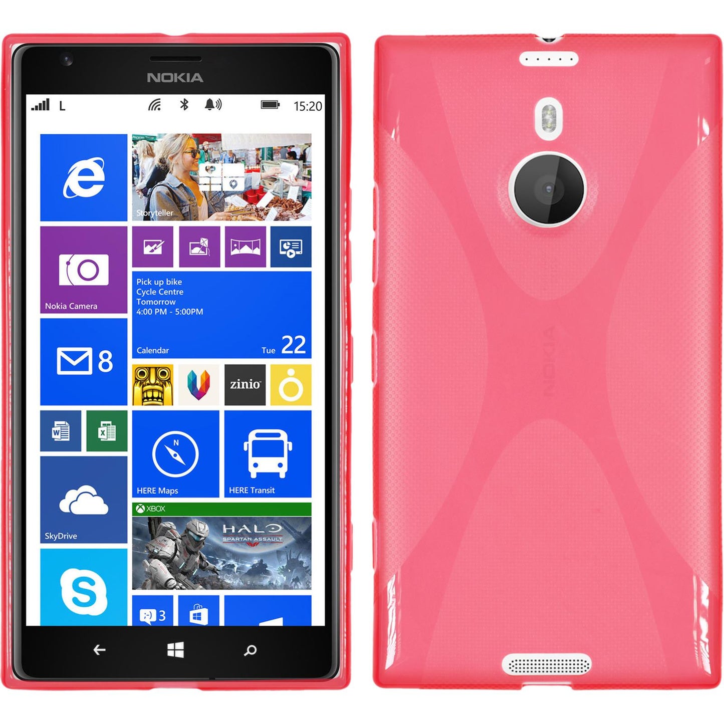 PhoneNatic Case kompatibel mit Nokia Lumia 1520 - rot Silikon Hülle X-Style + 2 Schutzfolien