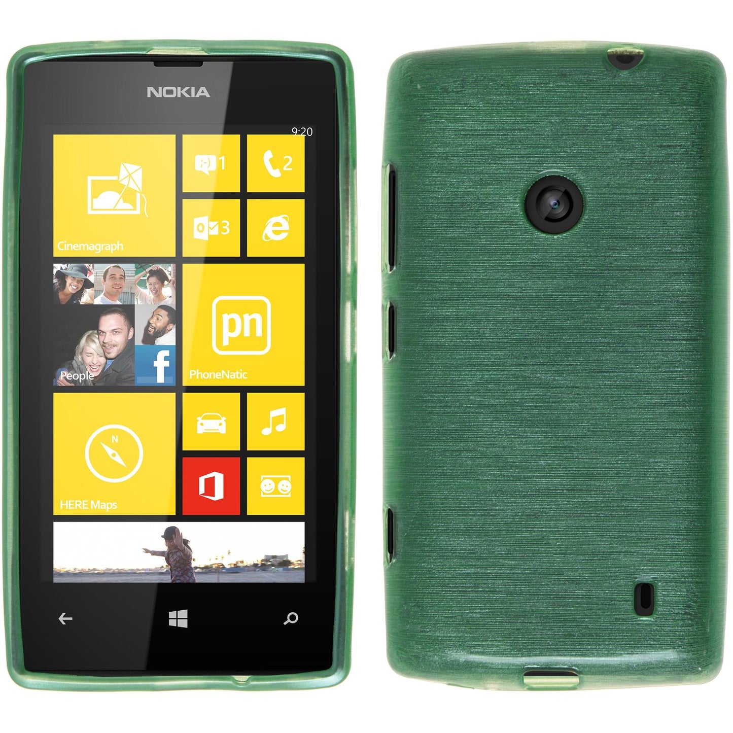 PhoneNatic Case kompatibel mit Nokia Lumia 520 - grün Silikon Hülle brushed + 2 Schutzfolien