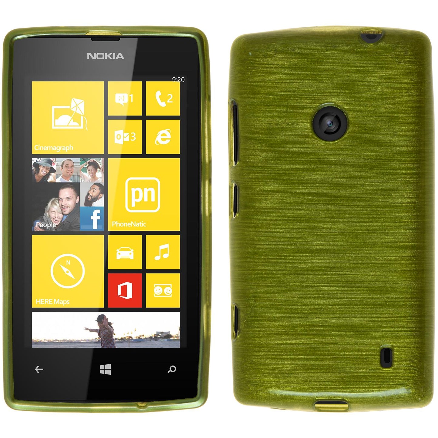 PhoneNatic Case kompatibel mit Nokia Lumia 520 - pastellgrün Silikon Hülle brushed + 2 Schutzfolien