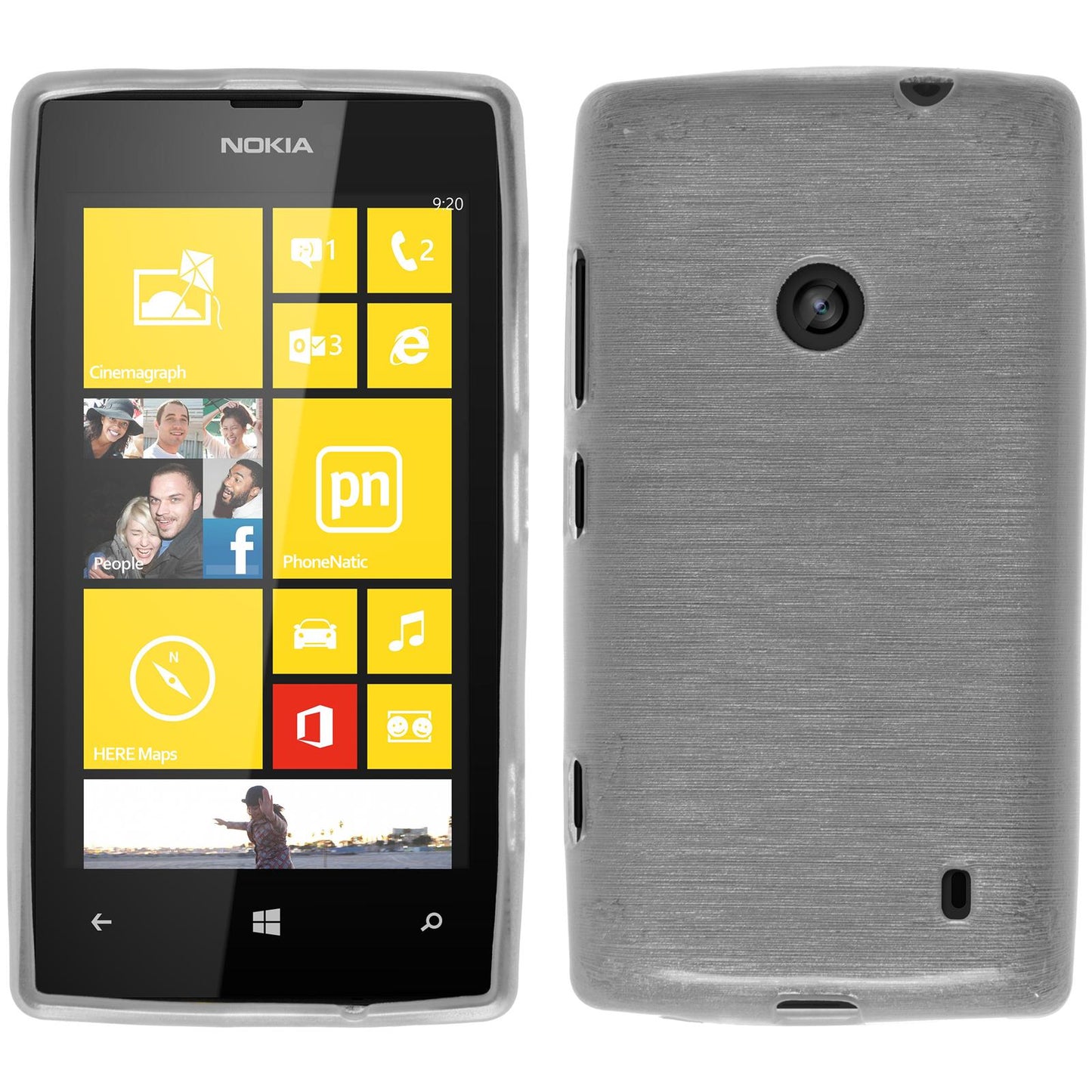 PhoneNatic Case kompatibel mit Nokia Lumia 520 - weifl Silikon Hülle brushed + 2 Schutzfolien