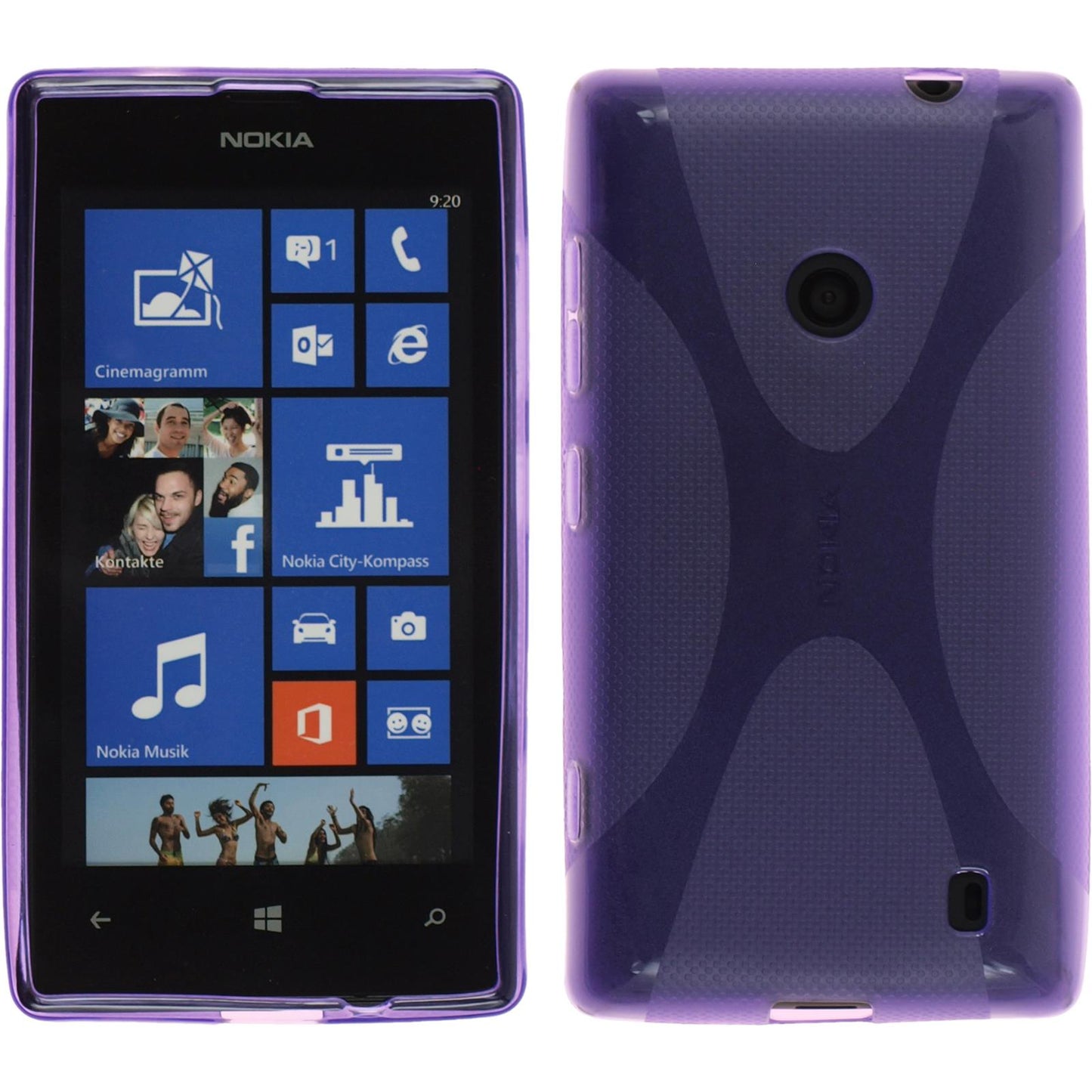 PhoneNatic Case kompatibel mit Nokia Lumia 520 - lila Silikon Hülle X-Style + 2 Schutzfolien