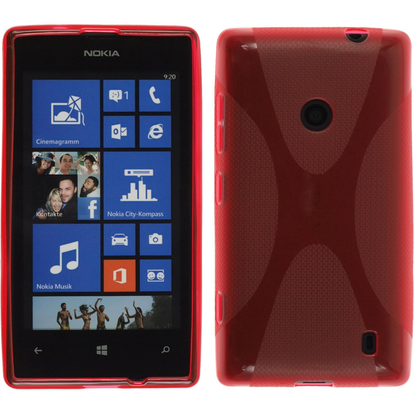 PhoneNatic Case kompatibel mit Nokia Lumia 520 - rot Silikon Hülle X-Style + 2 Schutzfolien