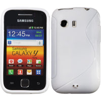 PhoneNatic Case kompatibel mit Samsung Galaxy Y - weiß Silikon Hülle S-Style + 2 Schutzfolien