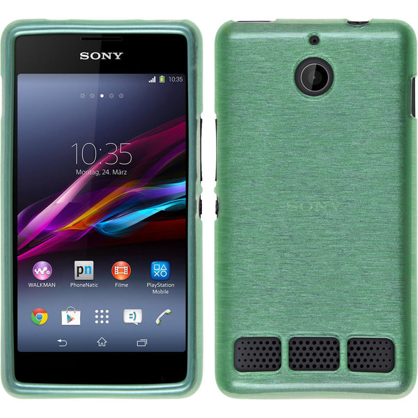 PhoneNatic Case kompatibel mit Sony Xperia E1 - grün Silikon Hülle brushed + 2 Schutzfolien