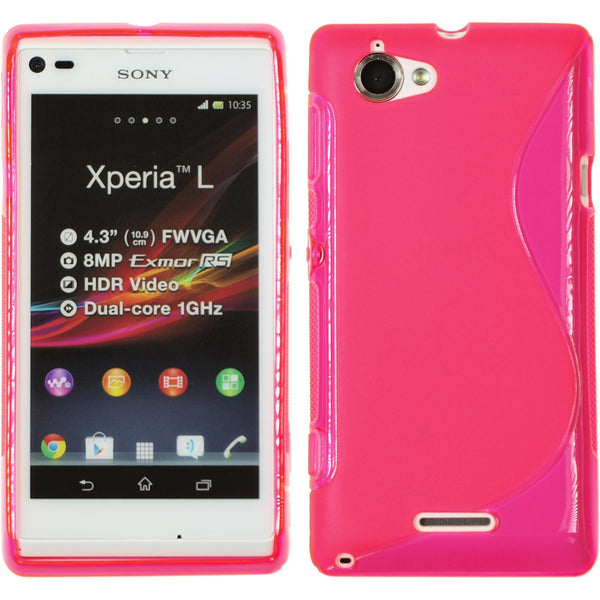 PhoneNatic Case kompatibel mit Sony Xperia L - pink Silikon Hülle S-Style + 2 Schutzfolien