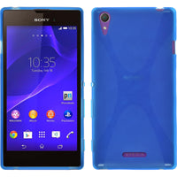 PhoneNatic Case kompatibel mit Sony Xperia T3 - blau Silikon Hülle X-Style + 2 Schutzfolien