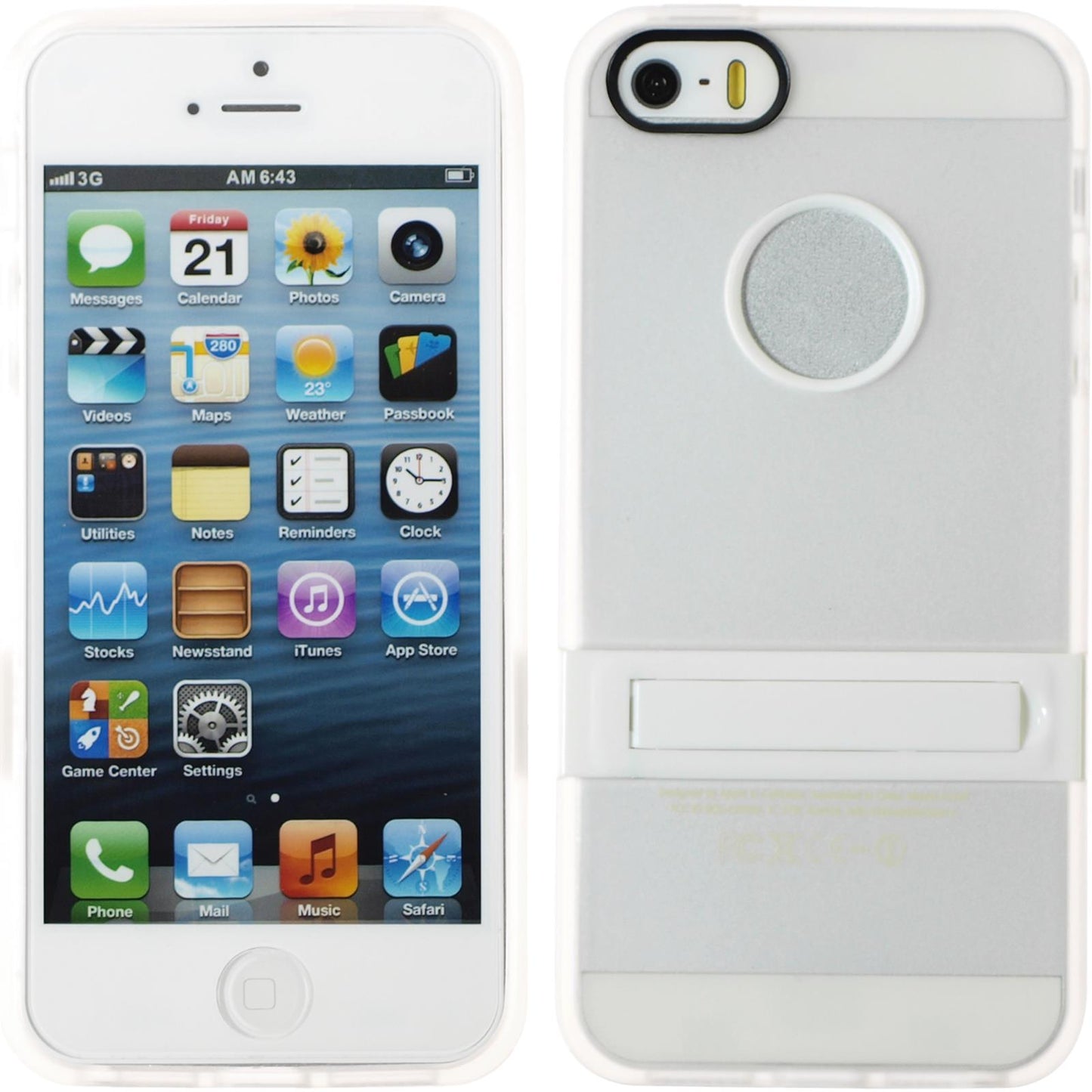 PhoneNatic Case kompatibel mit Apple iPhone 5 / 5s / SE - weifl Silikon Hülle Aufstellbar + 2 Schutzfolien