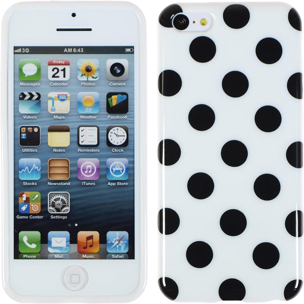 PhoneNatic Case kompatibel mit Apple iPhone 5c - Design:06 Silikon Hülle Polkadot + 2 Schutzfolien