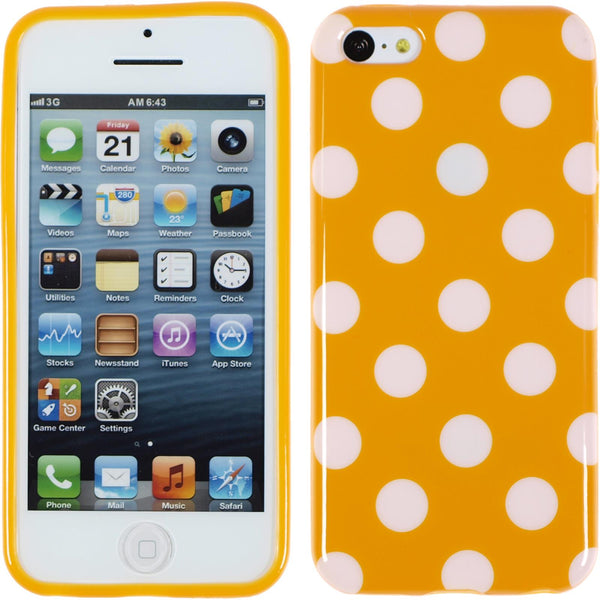 PhoneNatic Case kompatibel mit Apple iPhone 5c - Design:10 Silikon Hülle Polkadot + 2 Schutzfolien