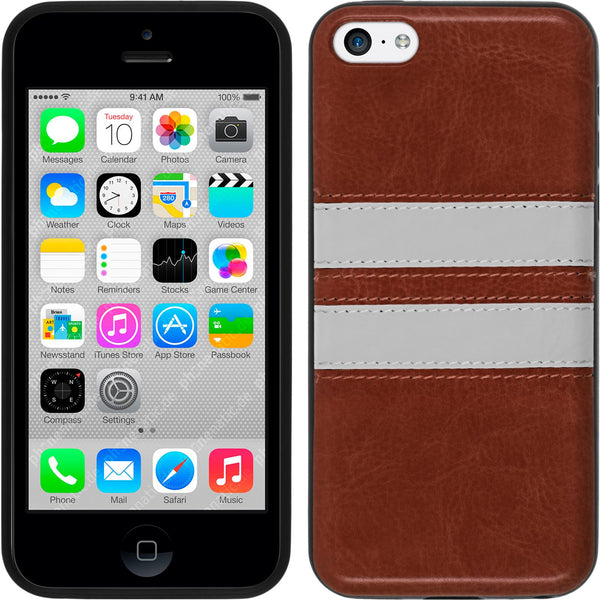 PhoneNatic Case kompatibel mit Apple iPhone 5c - braun Silikon Hülle Stripes + 2 Schutzfolien
