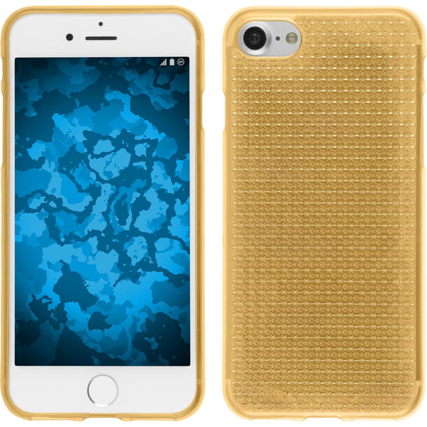 PhoneNatic Case kompatibel mit Apple iPhone 7 / 8 / SE 2020 - gold Silikon Hülle Iced + 2 Schutzfolien