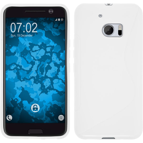 PhoneNatic Case kompatibel mit HTC 10 - weiß Silikon Hülle S-Style + 2 Schutzfolien