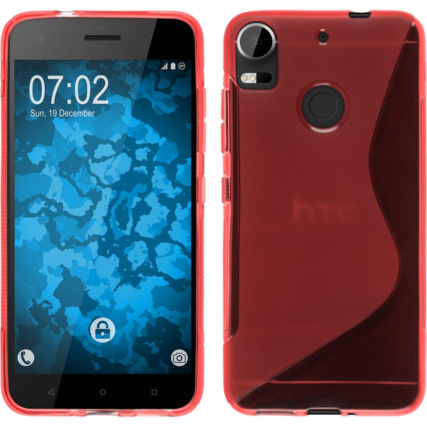 PhoneNatic Case kompatibel mit HTC Desire 10 Pro - rot Silikon Hülle S-Style + 2 Schutzfolien