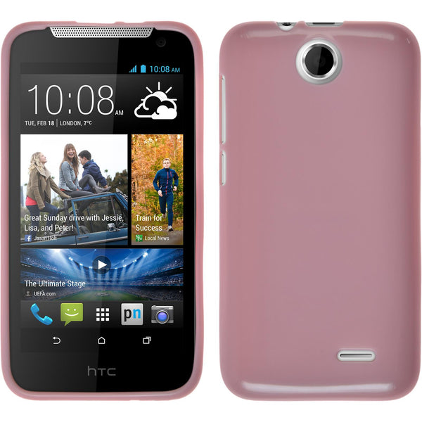 PhoneNatic Case kompatibel mit HTC Desire 310 - rosa Silikon Hülle Candy + 2 Schutzfolien