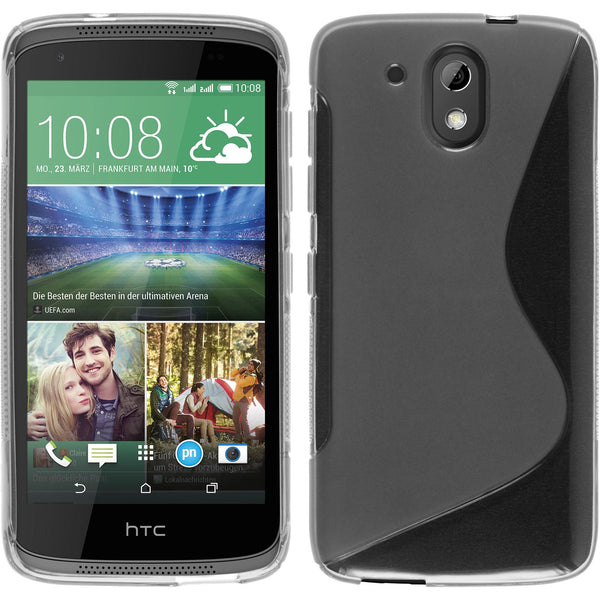 PhoneNatic Case kompatibel mit HTC Desire 326G - clear Silikon Hülle S-Style + 2 Schutzfolien