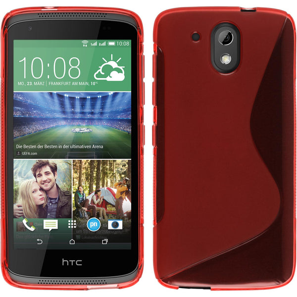 PhoneNatic Case kompatibel mit HTC Desire 326G - rot Silikon Hülle S-Style + 2 Schutzfolien