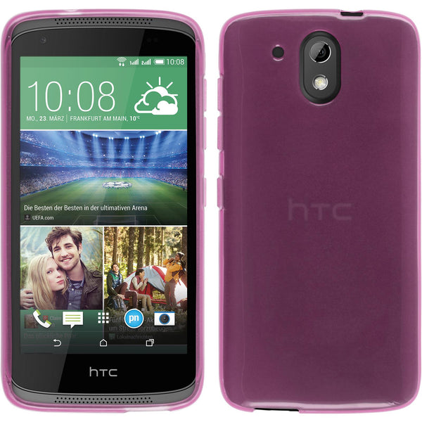 PhoneNatic Case kompatibel mit HTC Desire 326G - rosa Silikon Hülle transparent + 2 Schutzfolien