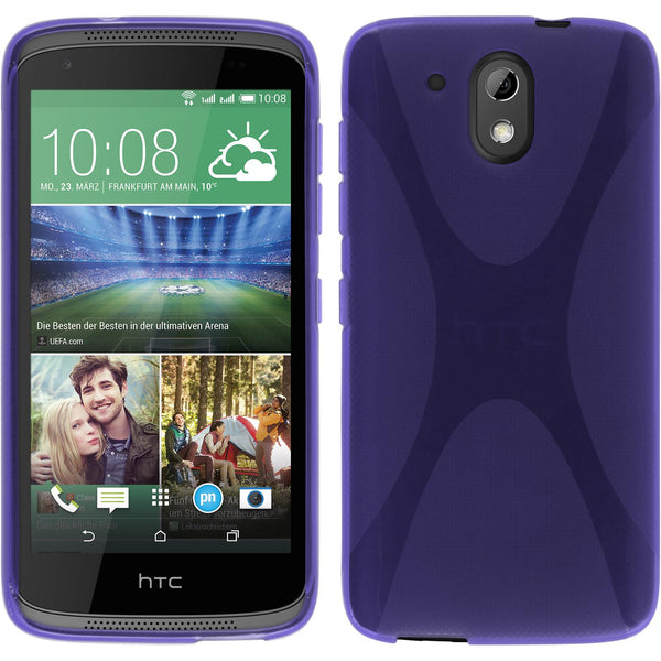 PhoneNatic Case kompatibel mit HTC Desire 326G - lila Silikon Hülle X-Style + 2 Schutzfolien