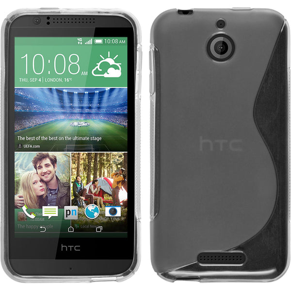 PhoneNatic Case kompatibel mit HTC Desire 510 - clear Silikon Hülle S-Style + 2 Schutzfolien