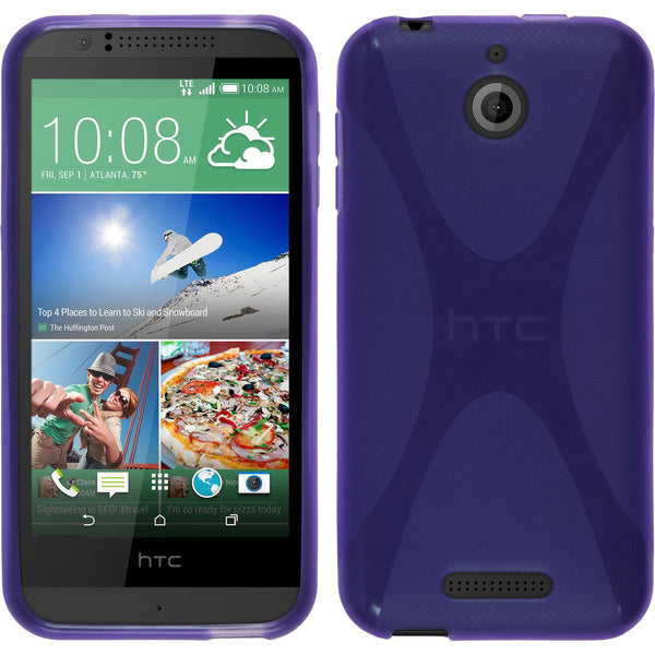 PhoneNatic Case kompatibel mit HTC Desire 510 - lila Silikon Hülle X-Style + 2 Schutzfolien