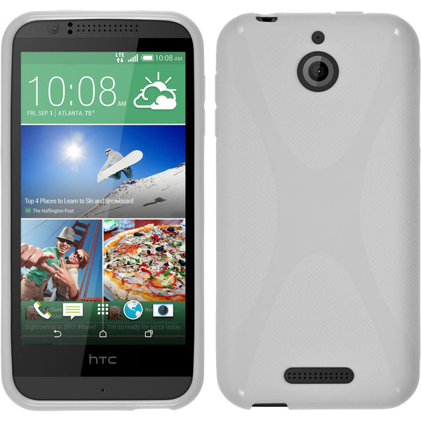 PhoneNatic Case kompatibel mit HTC Desire 510 - weiﬂ Silikon Hülle X-Style + 2 Schutzfolien