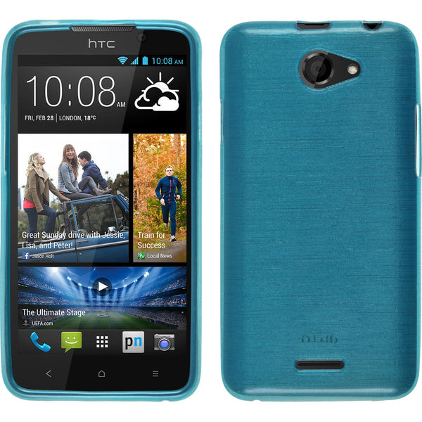 PhoneNatic Case kompatibel mit HTC Desire 516 - blau Silikon Hülle brushed + 2 Schutzfolien