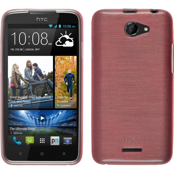 PhoneNatic Case kompatibel mit HTC Desire 516 - rosa Silikon Hülle brushed + 2 Schutzfolien
