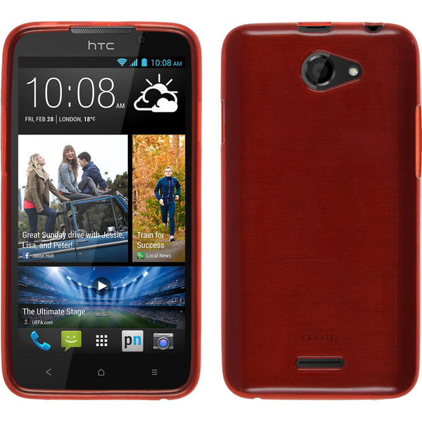 PhoneNatic Case kompatibel mit HTC Desire 516 - rot Silikon Hülle brushed + 2 Schutzfolien