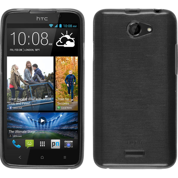PhoneNatic Case kompatibel mit HTC Desire 516 - silber Silikon Hülle brushed + 2 Schutzfolien