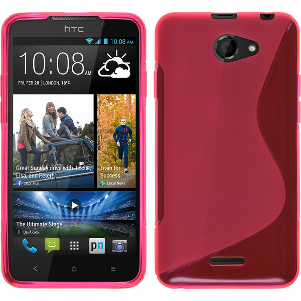 PhoneNatic Case kompatibel mit HTC Desire 516 - pink Silikon Hülle S-Style + 2 Schutzfolien