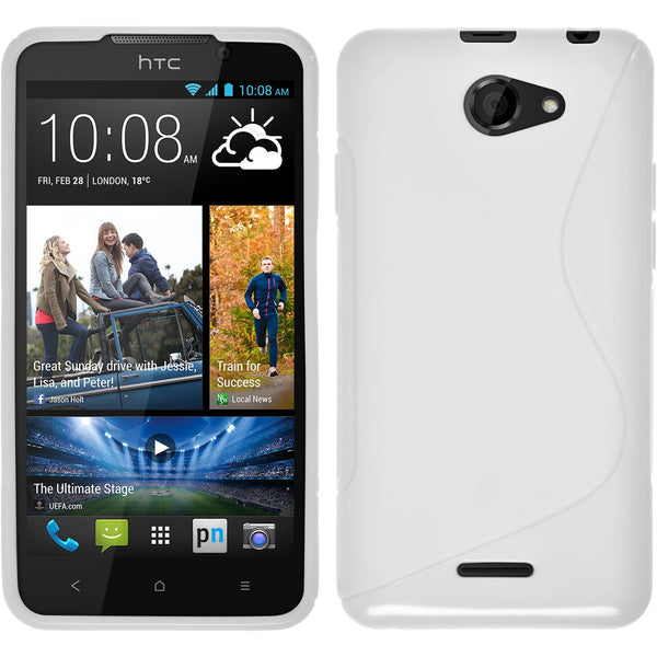 PhoneNatic Case kompatibel mit HTC Desire 516 - weiß Silikon Hülle S-Style + 2 Schutzfolien