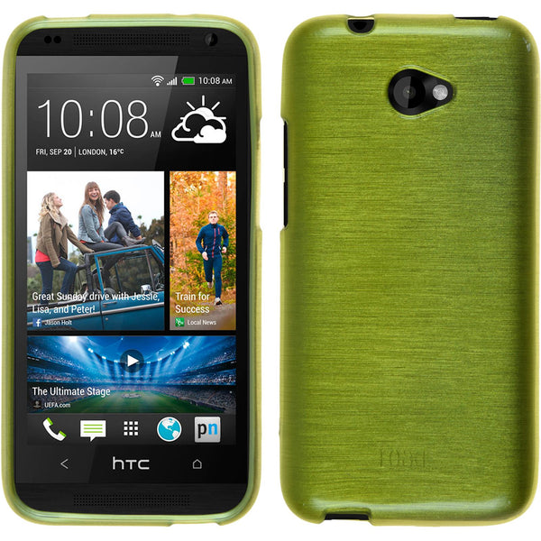 PhoneNatic Case kompatibel mit HTC Desire 601 - pastellgrün Silikon Hülle brushed + 2 Schutzfolien