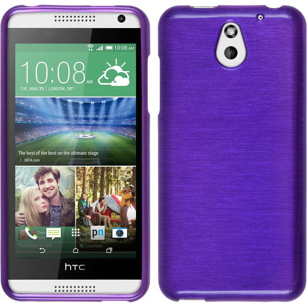 PhoneNatic Case kompatibel mit HTC Desire 610 - lila Silikon Hülle brushed + 2 Schutzfolien