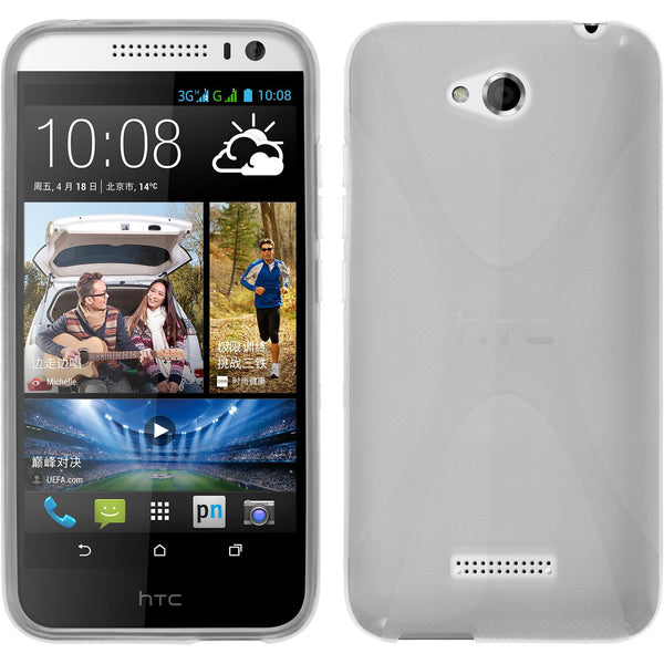 PhoneNatic Case kompatibel mit HTC Desire 616 - clear Silikon Hülle X-Style + 2 Schutzfolien