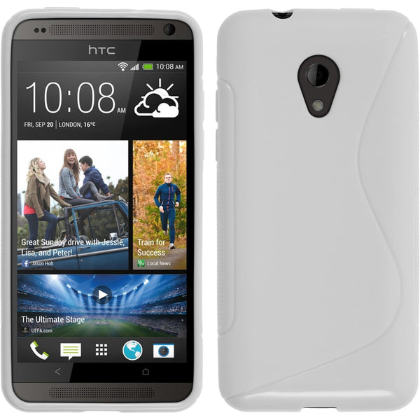 PhoneNatic Case kompatibel mit HTC Desire 700 - weiß Silikon Hülle S-Style + 2 Schutzfolien