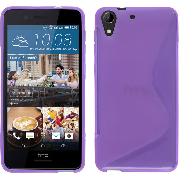 PhoneNatic Case kompatibel mit HTC Desire 728 - lila Silikon Hülle S-Style + 2 Schutzfolien