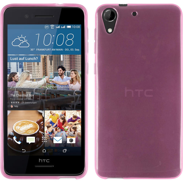 PhoneNatic Case kompatibel mit HTC Desire 728 - rosa Silikon Hülle transparent + 2 Schutzfolien