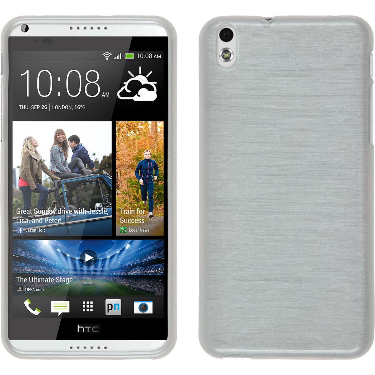 PhoneNatic Case kompatibel mit HTC Desire 816 - weifl Silikon Hülle brushed + 2 Schutzfolien