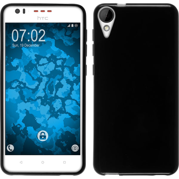 PhoneNatic Case kompatibel mit HTC Desire 825 - schwarz Silikon Hülle transparent + 2 Schutzfolien