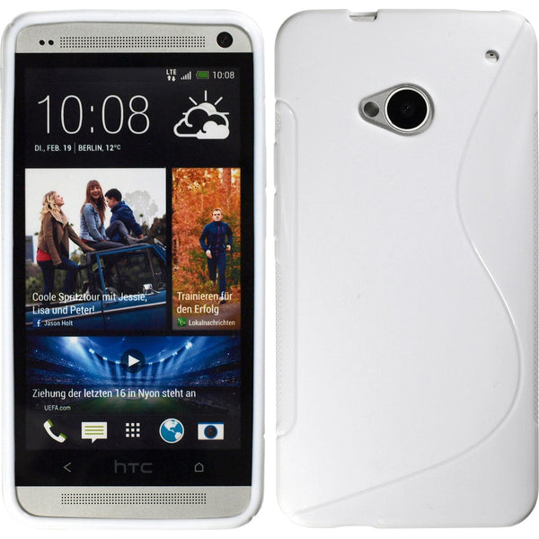 PhoneNatic Case kompatibel mit HTC One - weiß Silikon Hülle S-Style + 2 Schutzfolien