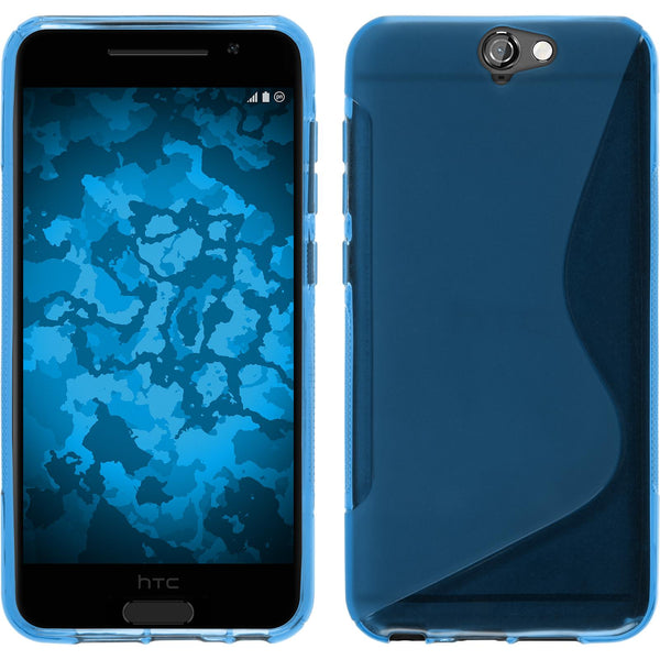 PhoneNatic Case kompatibel mit HTC One A9 - blau Silikon Hülle S-Style + 2 Schutzfolien