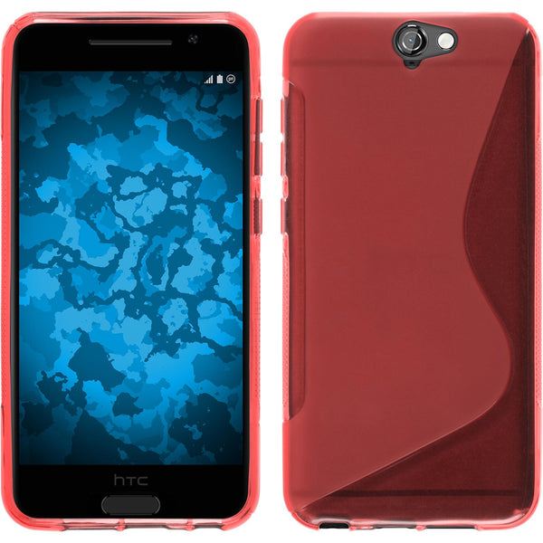 PhoneNatic Case kompatibel mit HTC One A9 - rot Silikon Hülle S-Style + 2 Schutzfolien