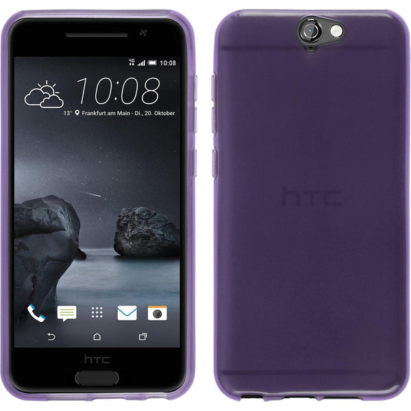 PhoneNatic Case kompatibel mit HTC One A9 - lila Silikon Hülle transparent + 2 Schutzfolien