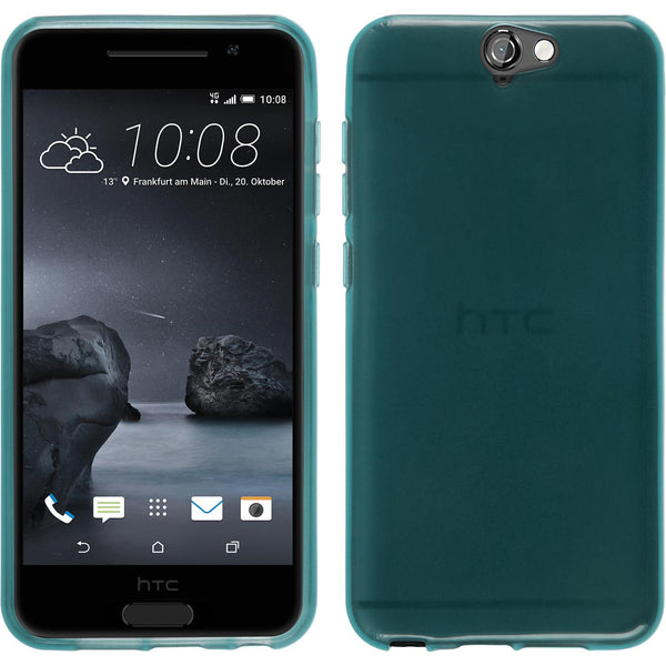 PhoneNatic Case kompatibel mit HTC One A9 - türkis Silikon Hülle transparent + 2 Schutzfolien