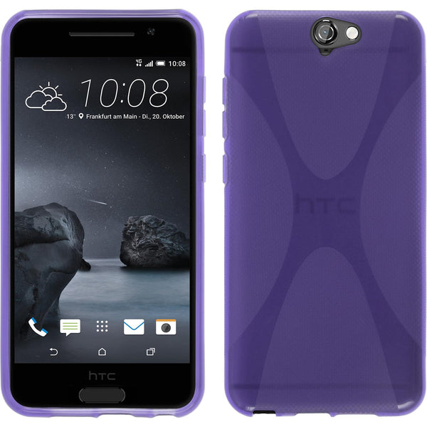 PhoneNatic Case kompatibel mit HTC One A9 - lila Silikon Hülle X-Style + 2 Schutzfolien