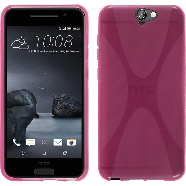 PhoneNatic Case kompatibel mit HTC One A9 - pink Silikon Hülle X-Style + 2 Schutzfolien