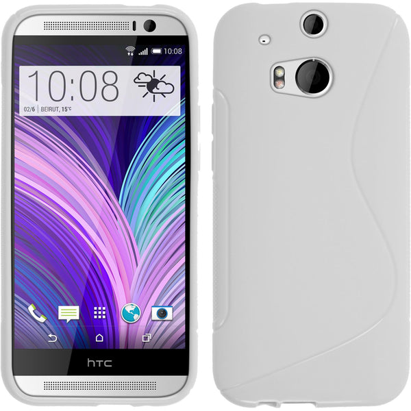 PhoneNatic Case kompatibel mit HTC One M8 - weiﬂ Silikon Hülle S-Style Cover