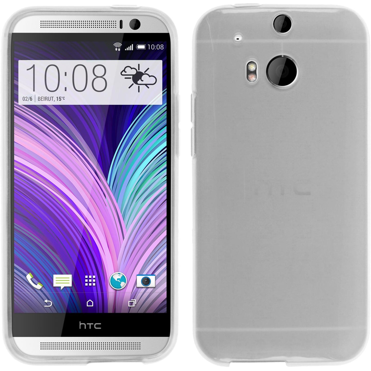 PhoneNatic Case kompatibel mit HTC One M8 - weifl Silikon Hülle transparent + 2 Schutzfolien